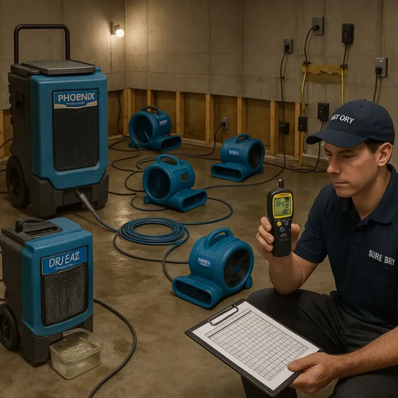 Structural Drying and Dehumidification process in Greensboro, MD